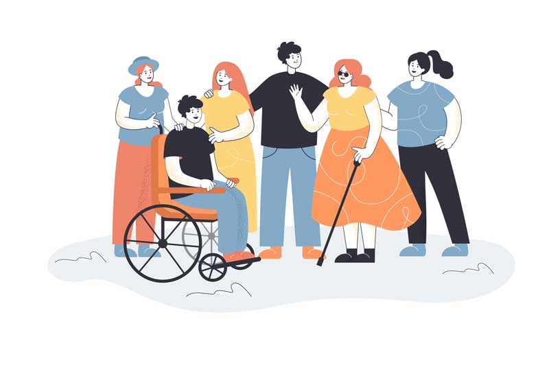 People with disabilities getting assistance